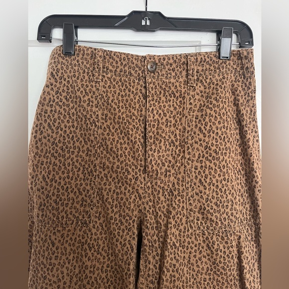 High Rise Carpenter Straight Leg Pants Brown Leopard Print size 4 - Picture 2 of 4